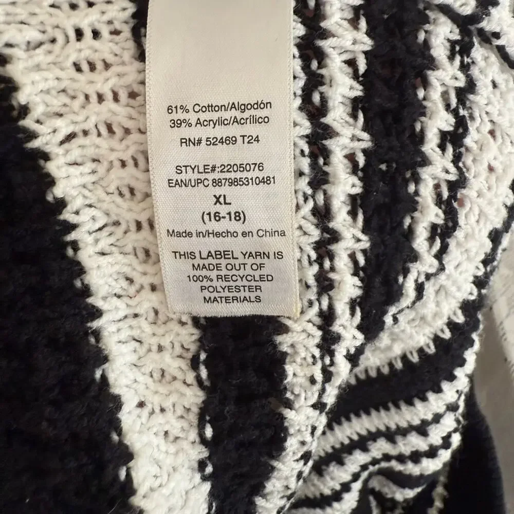 Scoop Black And White Crochet Knit Midi Skirt Size XL 16 - 18